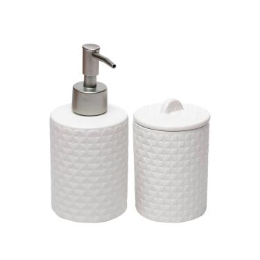 Imagem de Cj 2 Pecas Para Banheiro De Ceramica Petals Branco