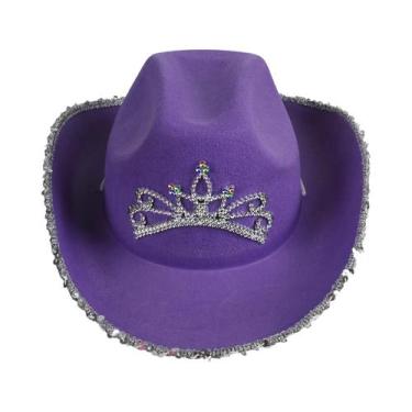 Imagem de Chapéu de Cowboy Ocidental com Penas - Aba Larga de Feltro de Lã - Fes