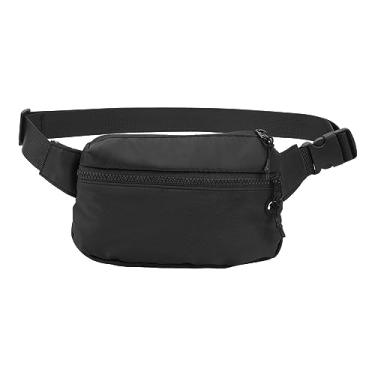 Imagem de Bolsa de cintura esportiva grande capacidade de nylon fã de nynon saco de cinto com furo para o fone de ouvido para treino de viagem (Preto)
