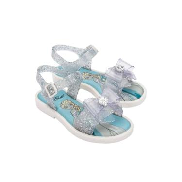 Imagem de mini melissa Sandálias Mar Girls – Sandália Bubble Jelly, Sandálias de verão para meninas, tira ajustável no tornozelo, sapatos infantis Jelly, Glitter transparente/branco, 17