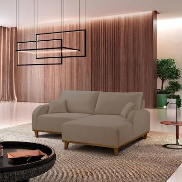 Imagem de Sofá Mercúrio 2 Lugares Com Chaise Lado Direito 185cm Em Veludo Marrom
