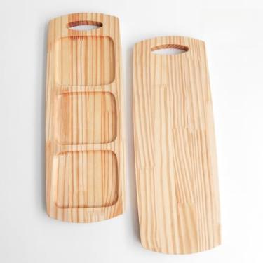 Imagem de Tábuas de Frios + Petisqueira de Madeira para Servir - KIT Mesa Posta (Tábua P e Petisqueira Frigg)