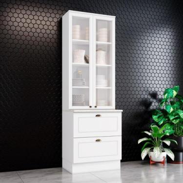 Imagem de Cristaleira 71,5cm 2 Portas 2 Gavetas Americana Henn - Branco HP Fosco
