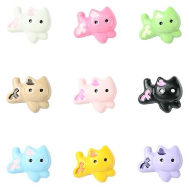 Imagem de Ipotkitt 45 peças, 9 cores, contas de gato de liga de zinco pintadas com palavra para bebê, animal de estimação, gatinho, animal, espaçador, contas, para fazer joias, artesanato, pulseiras, colar