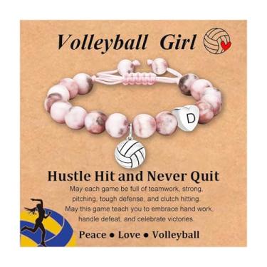 Imagem de Fervia Pulseira de voleibol/softball, presentes iniciais de coração para mulheres, acessórios esportivos, joias, ideias de presente para Natal, aniversário, Initial K, Sem Pedra Preciosa