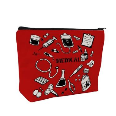 Imagem de ZOCIGIFTS Bolsa de armazenamento de medicamentos com diabetes, bolsa de medicamentos e designs de suprimentos médicos, capas com zíper de lona branca, funcionalidade multiuso (presente para