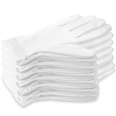 Imagem de Luvas de algodão Selizo 100% brancas para eczema, 12 pares
