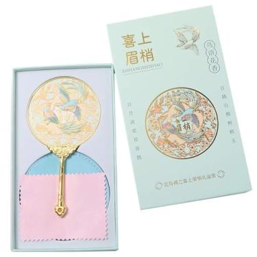 Imagem de Kopida Espelho de mão requintado padrão de flor vintage princesa espelho de mão espelho de maquiagem presente para mulheres