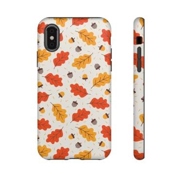 Imagem de Capa de telefone de folha de outono, capa protetora de outono, capa fofa para iPhone, capa com padrão de folha, acessório de tecnologia sazonal fosco