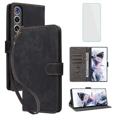 Imagem de IUQXU Capa para celular ZTE Nubia Red Magic 10 Air com protetor de tela [bloqueio RFID] Capa de celular feminina masculina e de couro para celular RedMagic 10 Air 10Air preta