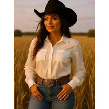 Imagem de Camisa Manga Longa Country Cowgirl Feminina Festa Peão Barretos Boho R