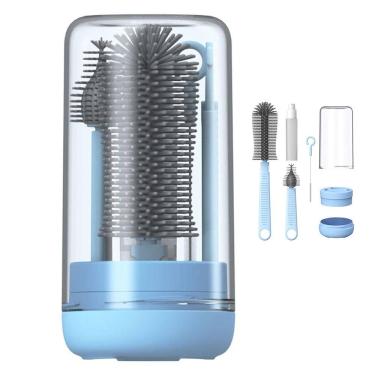 Imagem de Kit Escova de Limpeza 4 em 1 Mamadeira Copo Garrafa Bebe Criança Higiene Limpeza  Passeio Bolsa Mala Portatil