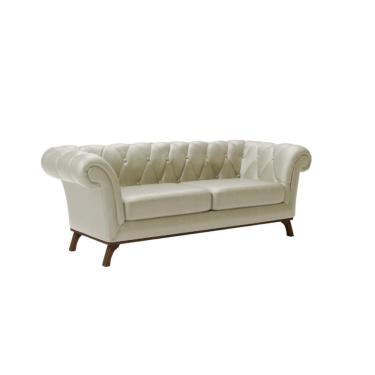 Imagem de Sofá 3 Lugares Império Revestimento Sintético Palha e Amadeirado