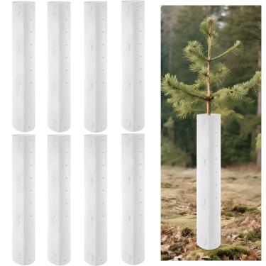 Imagem de Lconvicely Pacote com 8 protetores de árvore com fechos de zíper liberáveis – protetor de tronco de árvore, textura de diamante anti-insetos, painéis conectáveis para uso de mudas, pomares e jardins