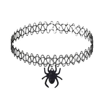 Imagem de 72ore Gargantilha preta, lua, aranha, gargantilhas pretas, colar moderno para mulheres 2025, joias de Halloween, presentes e vestidos de festa, acessórios, Sem Pedra Preciosa