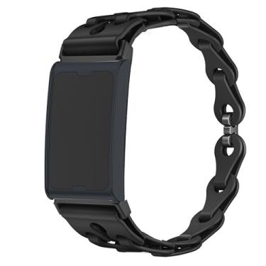 Imagem de Lamshaw Compatível com pulseiras Amazfit Helio, tiras de substituição de silicone elástico de liberação rápida compatíveis com pulseira Amazfit Helio Fitness Tracker (preto)