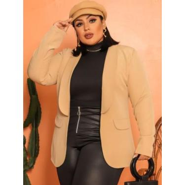 Imagem de Blazer Plus Size Alfaiataria Casaco Manga Longa Feminino - Rezes Moda,
