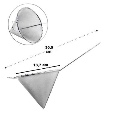 Imagem de Coador peneira de oleo leite suco em metal malha fina cone n 14 - JL