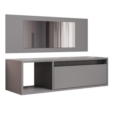 Imagem de Penteadeira Camarim Com Espelho Suspensa 90cm 1 Gaveta Elle Z34 Grafite - Mpozenato