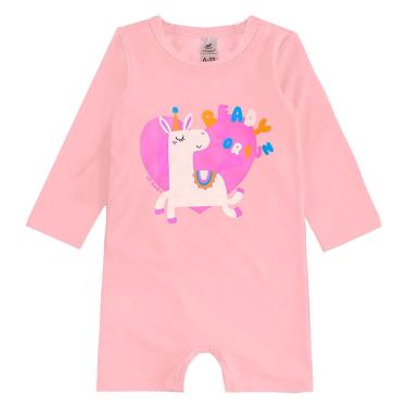 Imagem de Macaquinho Praia Bebê e Infantil Proteção UV Unicórnio Rosa Prisma Up Baby