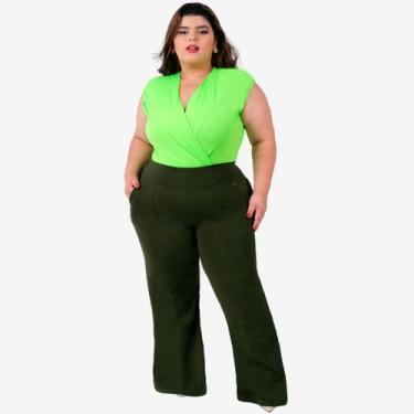 Imagem de Calça Flare Plus Size Feminina Bolso Bailarina Social Moda - Catwalk, 