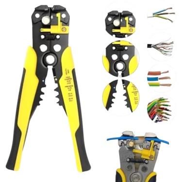 Imagem de Alicate Desencapador de Fios e Cabos Automatico - Crimpador 3 em 1 - Alicate Descascador Decapador Cortador Profissional Auto Ajustável e Preciso -Vende Mais (Alicate Amarelo)