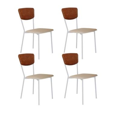 Imagem de Cadeira Vintage Retrô Fixa C-4 Pés 425 X 505 X 830 Mm C-4 Un. Pés Brancos. Cy.areia Lgt-cn.cml Areia Lgt-cn.caramelo