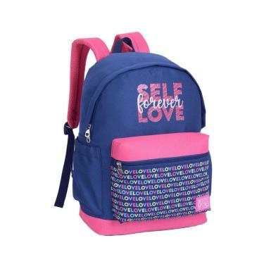 Imagem de Mochila Self Love De Costas Azul Marinho E Rosa - Xeryus