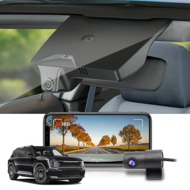 Imagem de Fitcamx Câmera de painel duplo 2K adequada para Kia EV9 2023 2024 2025 Wind Land GT-Line, visual OEM, vídeo frontal 1440P + traseira 1080P, gravação em loop, Wi-Fi e aplicativo, sensor G, fácil de