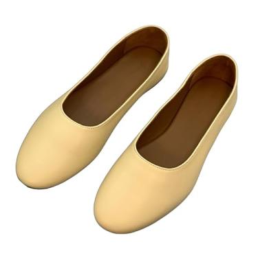 Imagem de Nordic Minimalista Couro Genuíno Mocassins Mocassins Femininos Escritório Francês Retrô Avó Sapatos rasos para Mulheres, Bege, 38