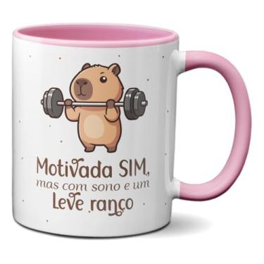 Imagem de Caneca Capivara Fofa Malhando Motivada com Leve Sono (Rosa)