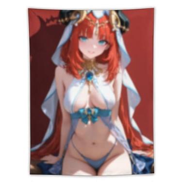 Imagem de LIEGBMEU Tapeçaria de biquíni sexy anime menina 152.4 cm x 203.2 cm interior exterior parede colcha arte decoração de tapeçaria caprichosa, AF426
