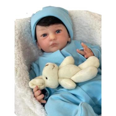 Imagem de Bebe Reborn Realista Menino Corpo De Tecido , Enxoval com 14 itens, Me