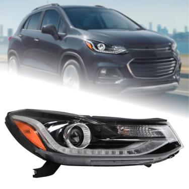 Imagem de Conjunto de farol Duolctarms com LED DRL compatível com Chevy TRAX 2017 2018 2019 2020 2021 2022 Chevy TRAX lado direito do passageiro 42725481 GM2503450