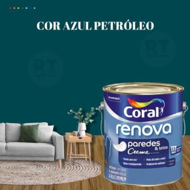 Imagem de Tinta Para Parede Acrílica Coral Renova Cor Azul 3,2l Lavável Premium 