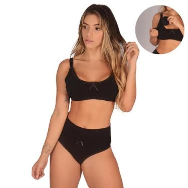 Imagem de Kit Conjunto (Sutiã Amamentação +Calcinha Cós Alto Pós Parto) Sutian A