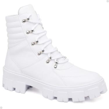 Imagem de Bota Tenehi Feminina Tratorada Branca Cano Médio Moderna Confortável (BRANCO, BR, Adulto, Numérico, 35)