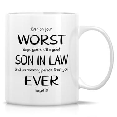 Imagem de Retreez Caneca engraçada do genro - Caneca sarcástica do pior genro de todos os tempos - xícara de café ou chá de cerâmica de 325 ml - Presente hilário do sogro ou da sogra - feriados, presente de