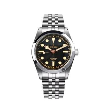 Imagem de Relógio de pulso masculino automático Cronos - Movimento mecânico PT5000 L6036 36 mm com vidro safira azul luminoso 10 barras à prova d'água, Preto