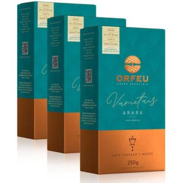 Imagem de Café Moído Premium Orfeu Arara Kit 3 Pacotes de 250g