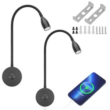 Imagem de Luz de leitura LED 12V RV cabeceira regulável com porta de carregamento USB, lâmpada flexível pescoço de ganso de 12 volts para trailer, barco, trailer, viagem, trailer, iluminação interior, pacote