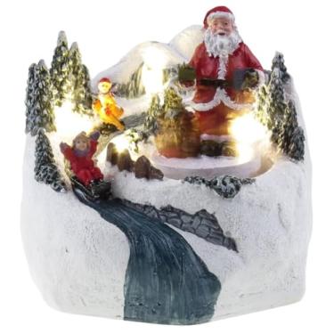 Imagem de Lightahead Deslize para baixo uma cena musical de Natal com estatueta de Papai Noel e crianças, luzes LED e 8 melodias para maiores de 15 anos