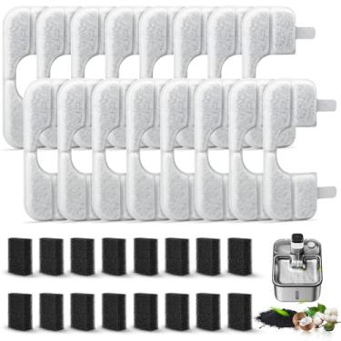 Imagem de Pacote com 16 filtros de substituição e 16 esponjas de filtro de bomba para Qinliy Q108 3,5 g/3,5L de substituição de filtro de fonte de água para gatos de aço inoxidável