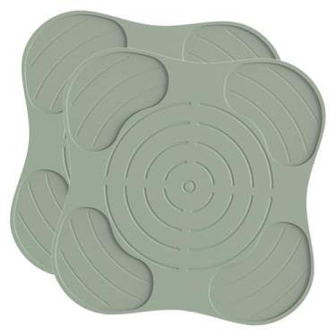 Imagem de Ｂｅｓｇａ Tapete de Silicone para Pratos de 2 Peças, Tapete Resistente Ao Calor, Almofada Universal, Suporte de Panela Fácil de Limpar, Escorredor de Pratos, Verde, Tamanho real