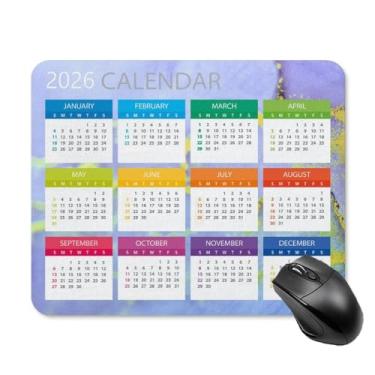 Imagem de Mouse Pad Calendário 2026, mouse pads de computador, calendários, tapete de mesa de borracha antiderrapante, tapete de mesa mousepad para jogos e escritório (24 x 20 cm) (Multi10)