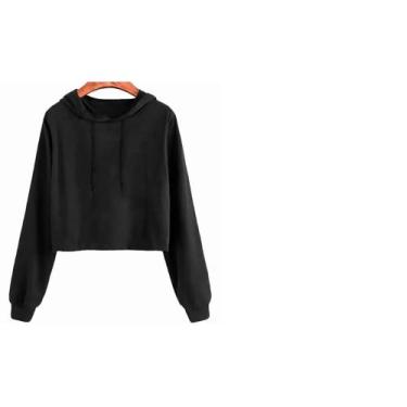 Imagem de Kit Blusa Moletom Feminino Cropped + Calça Moletom - lgamn, Preto, PP/