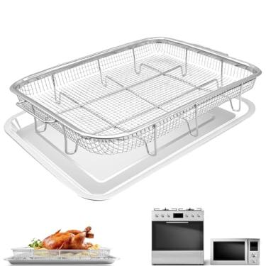 Imagem de Air Fryer Basket Replacement, 2 Pieces Set 18.9''x13.1'' Food Grade Stainless Steel Air Fryer Replacement Tray Mesh Grill Roasting Rack Accessories for Convection Oven Air Fryer, Dishwasher Safe