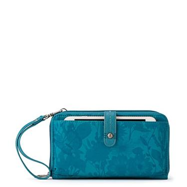 Imagem de Sakroots Bolsa transversal grande para smartphone Eco-Twill, Azul-petróleo profundo em flor, One Size