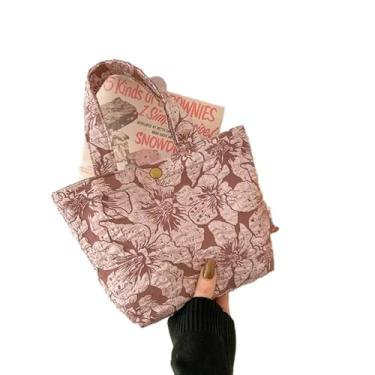 Imagem de 1 pç 3D textura floral bolsa de pulso tecido jacquard luxo sentido feminino bolsa de lona simples, Rosa - A