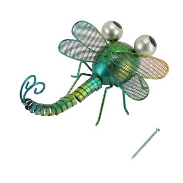 Imagem de Dragonfly Wall Decor Sculpture Metal Sculpture Handmade Iron à prova de ferrugem Arte do jardim interior Cerca de quintal externo Decoração do pátio com cores vivas fáceis de (Verde)